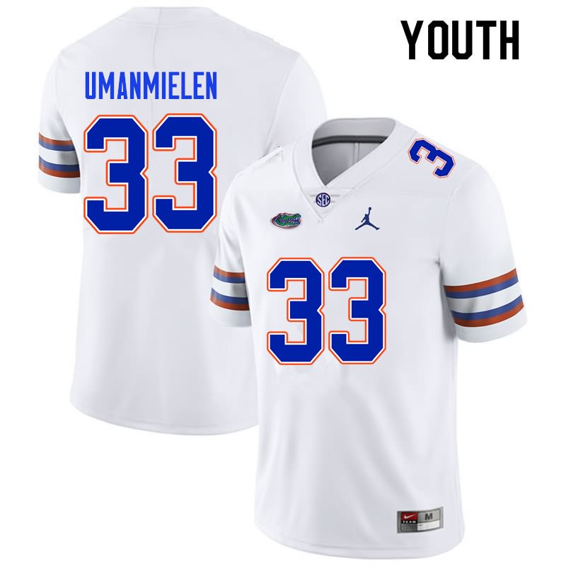 NCAA Florida Gators Princely Umanmielen Youth #33 Nike White Stitched Authentic College Football Jersey PBS2864JV